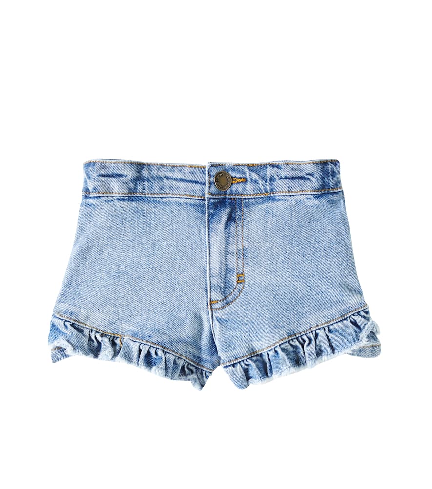 Molo Agnetha Ruffled Denim Shorts In Blue