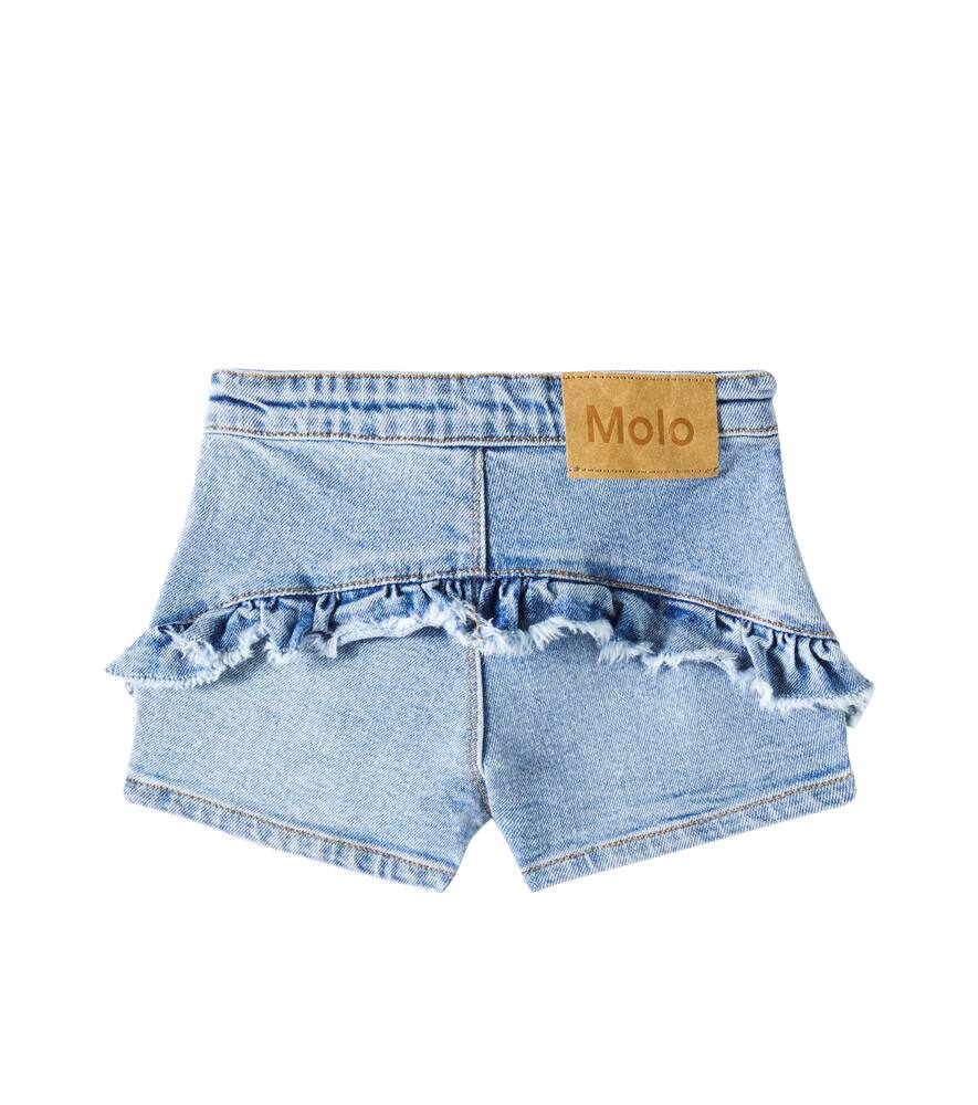Molo Agnetha Ruffled Denim Shorts In Blue