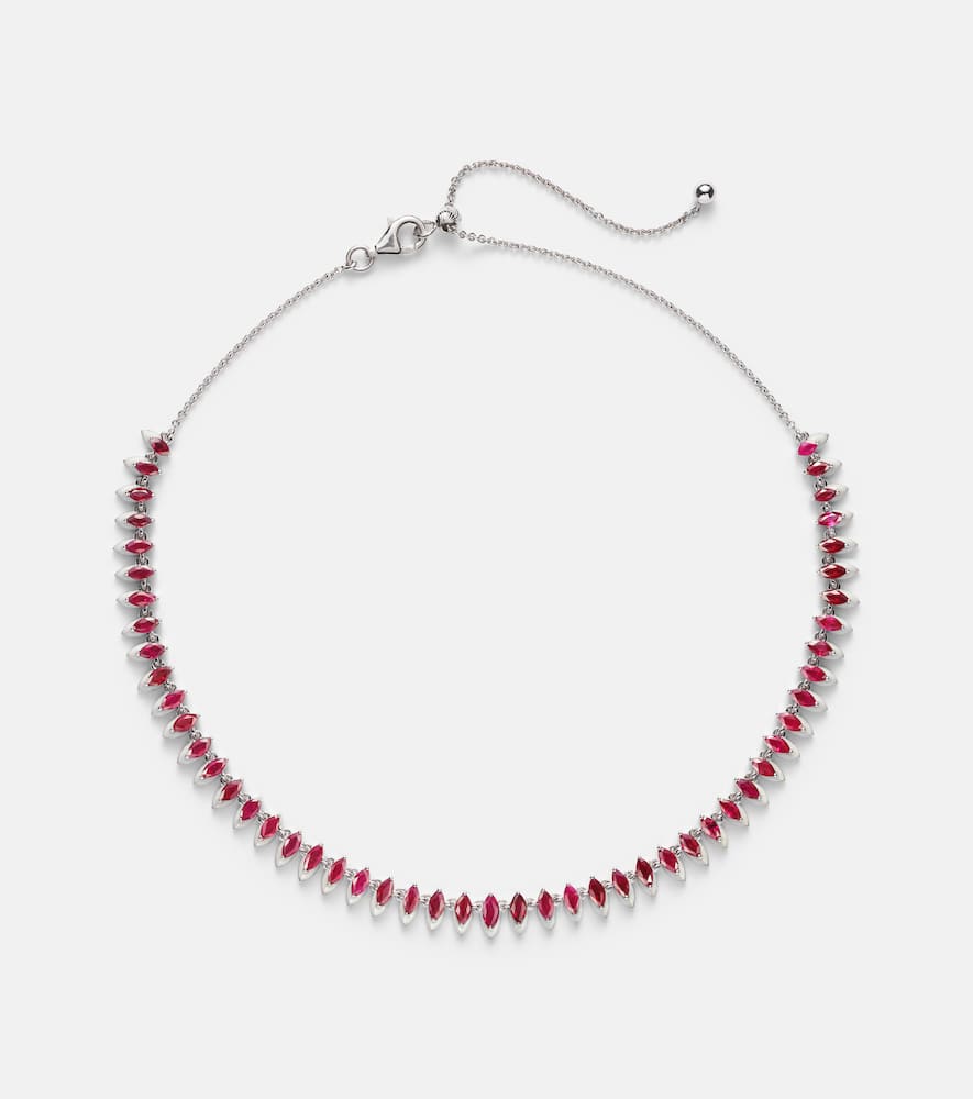 18kt white gold choker with rubies