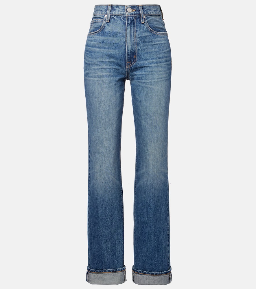 Slvrlake London Turn Up High-rise Straight Jeans In Blue