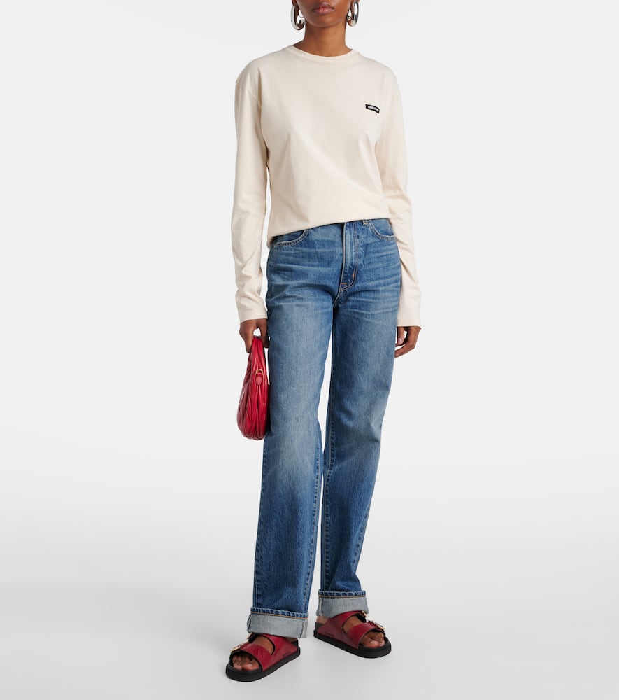 Slvrlake London Turn Up High-rise Straight Jeans In Blue