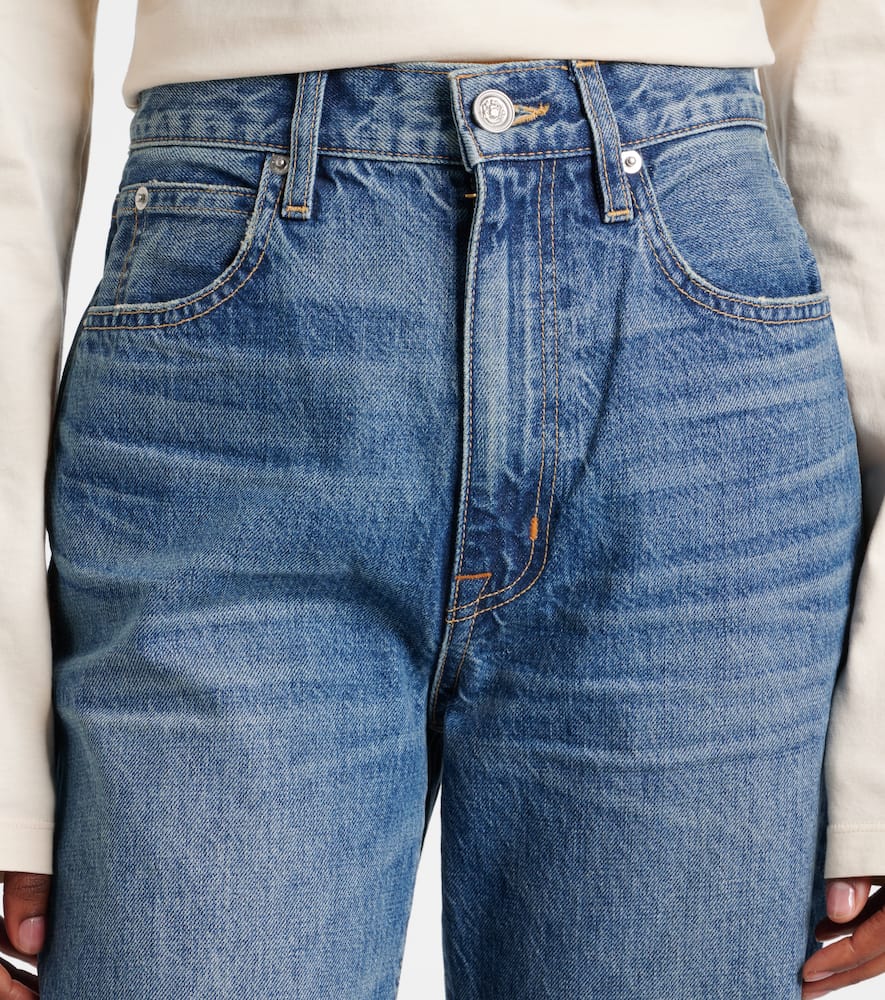 Slvrlake London Turn Up High-rise Straight Jeans In Blue