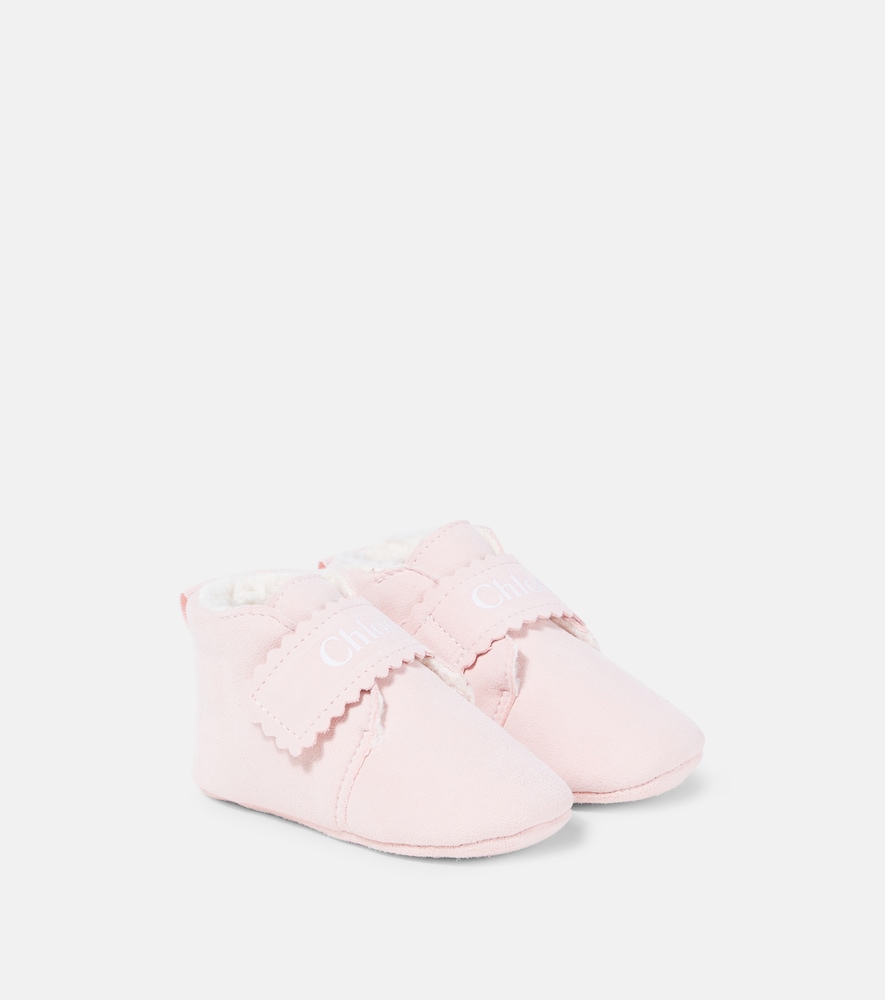 Chloé Kids Baby scalloped suede booties