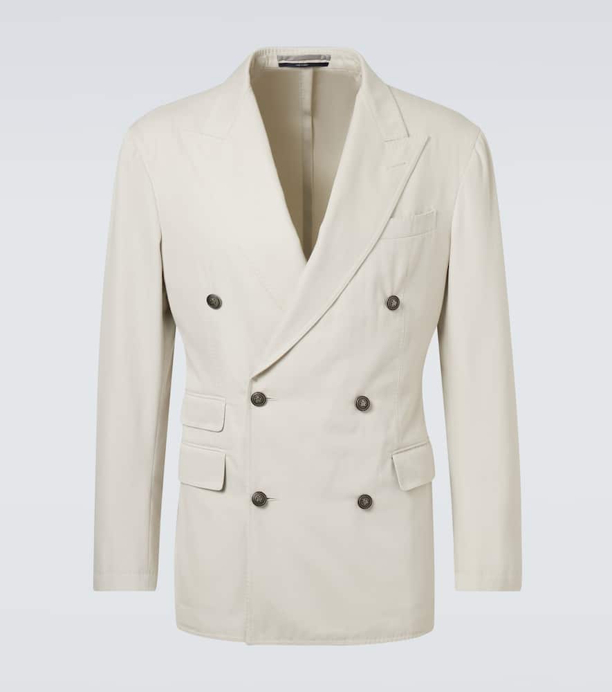 Double-breasted cotton and cashmere blazer