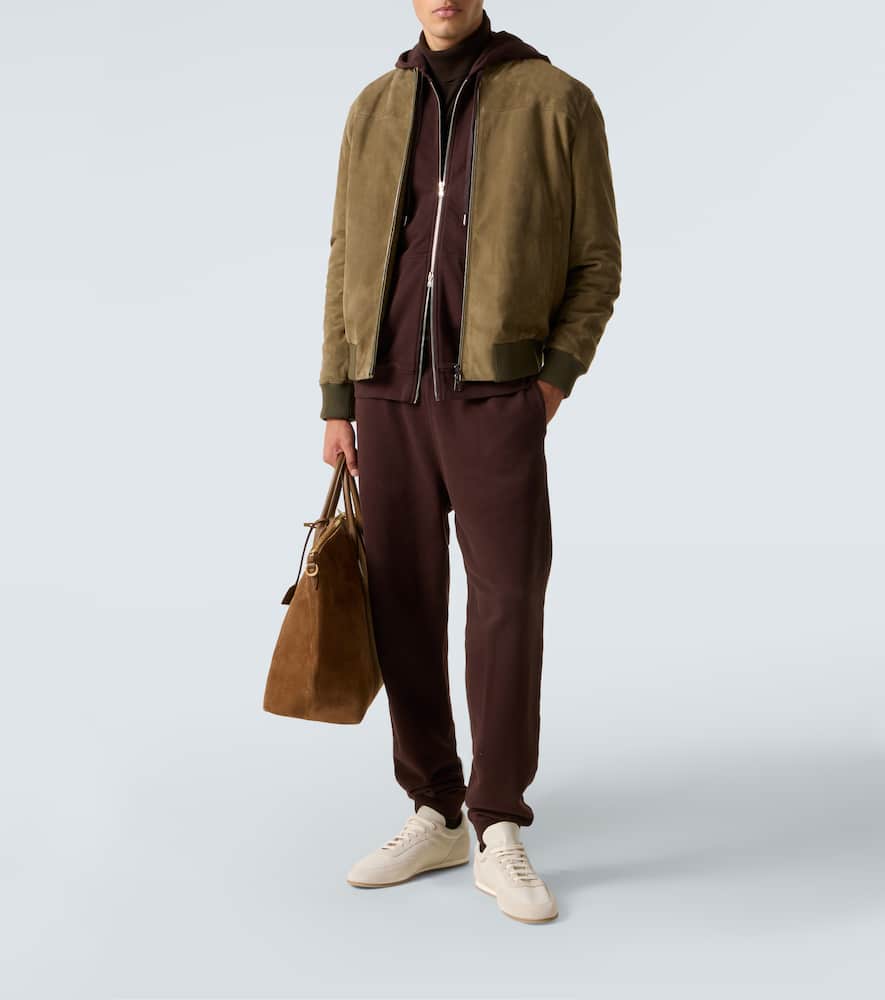 Sunspel Loopback Cotton Hoodie In Brown