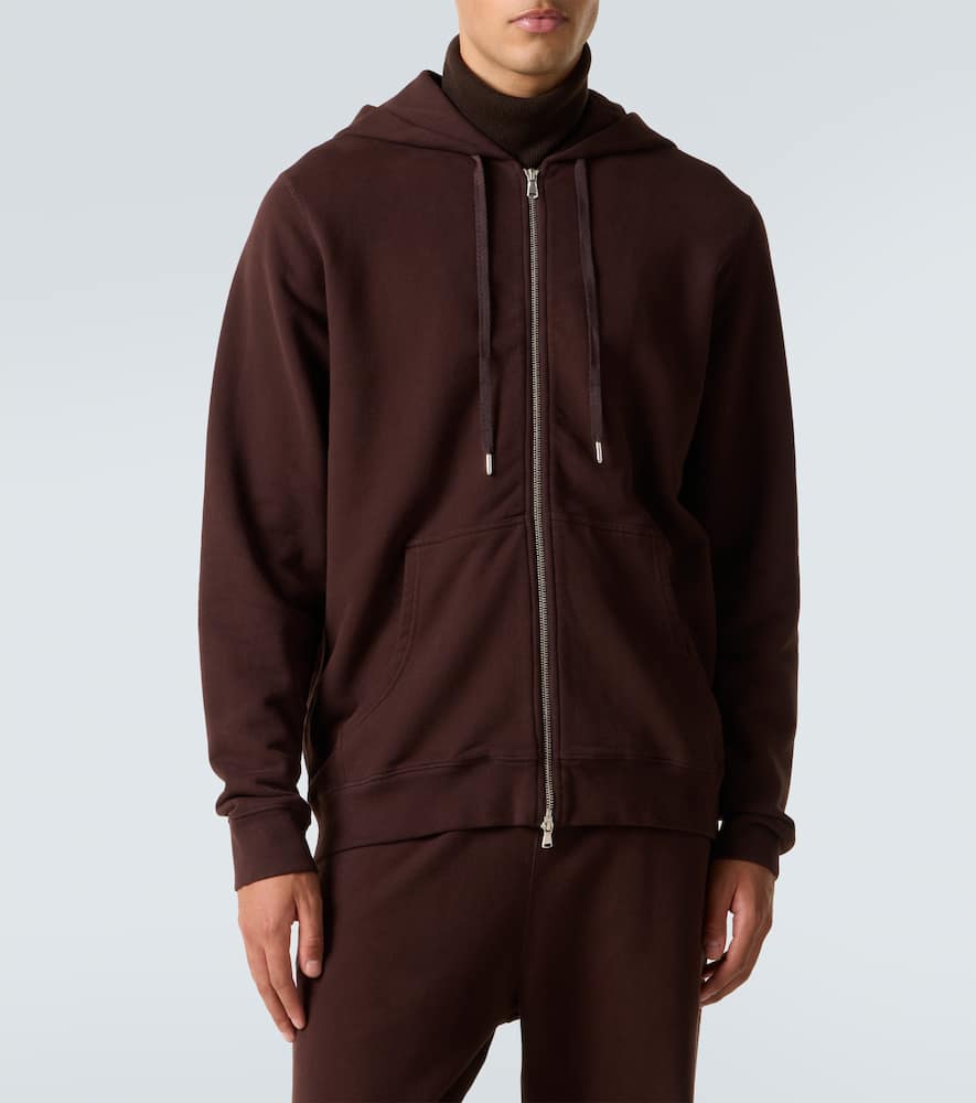Sunspel Loopback Cotton Hoodie In Brown