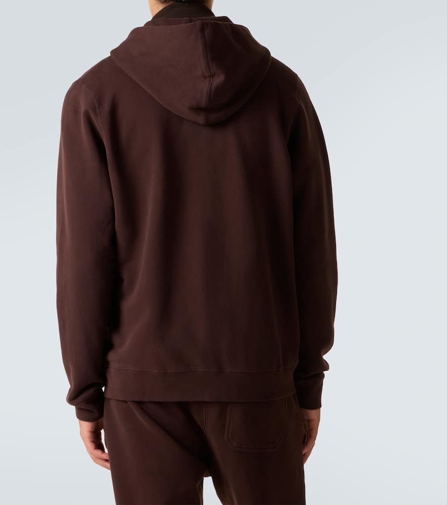 Sunspel Loopback Cotton Hoodie In Brown
