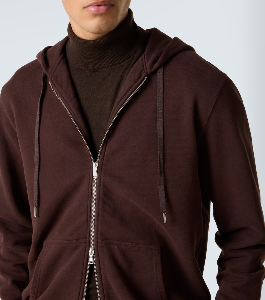 Sunspel Loopback Cotton Hoodie In Brown