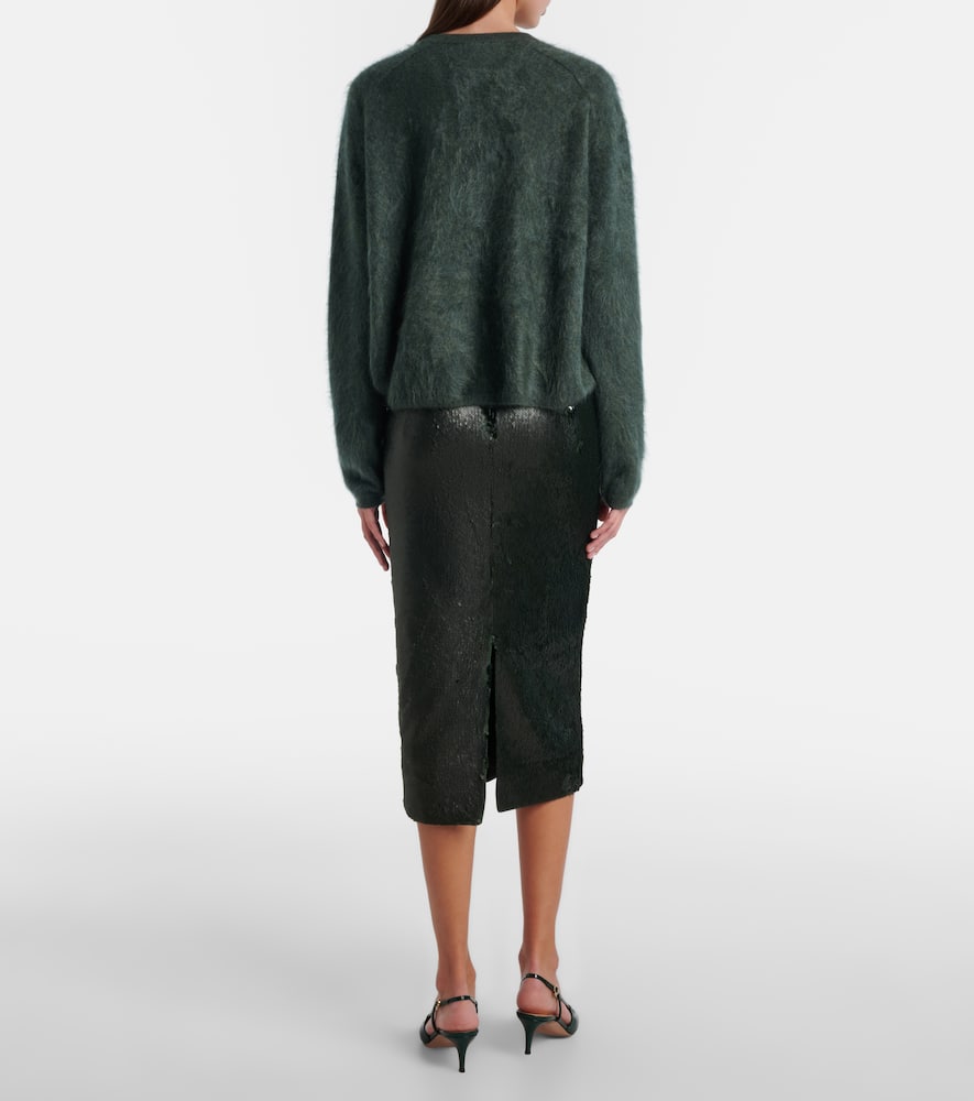 Emilia Wickstead Bethan Sequined Pencil Skirt In Green