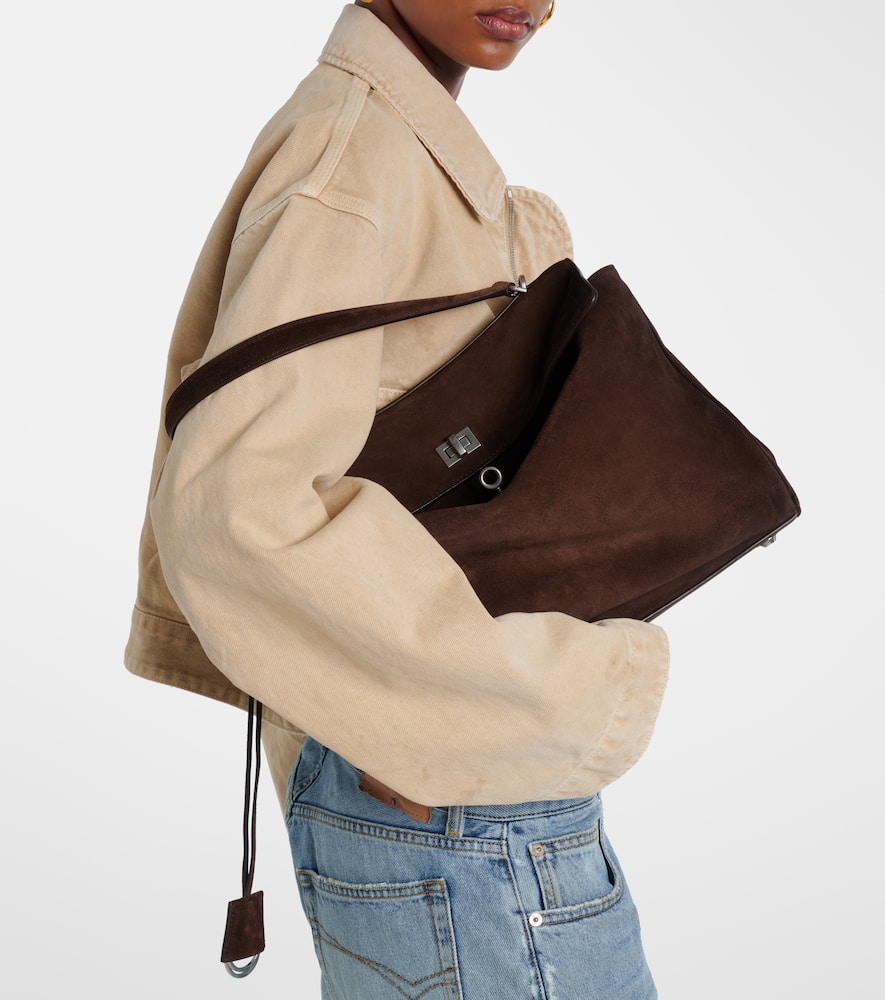 Balenciaga Rodeo Medium Suede Tote Bag In Brown