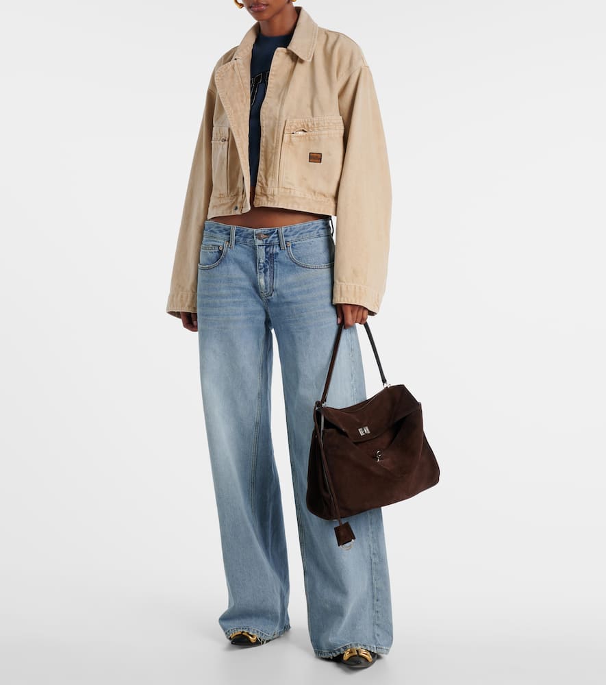 Balenciaga Rodeo Medium Suede Tote Bag In Brown