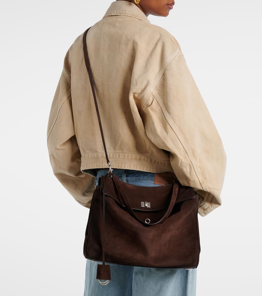 Balenciaga Rodeo Medium Suede Tote Bag In Brown