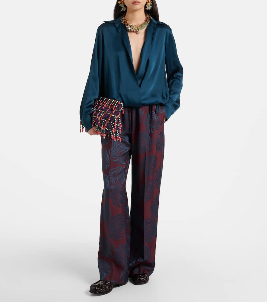 Dries Van Noten Small Beaded Striped Clutch In Multi