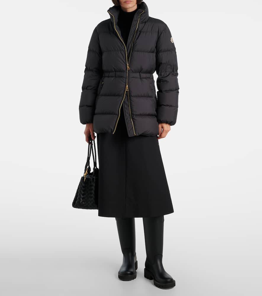 Moncler Quilted Jacket With High Collar And Pockets In Black
