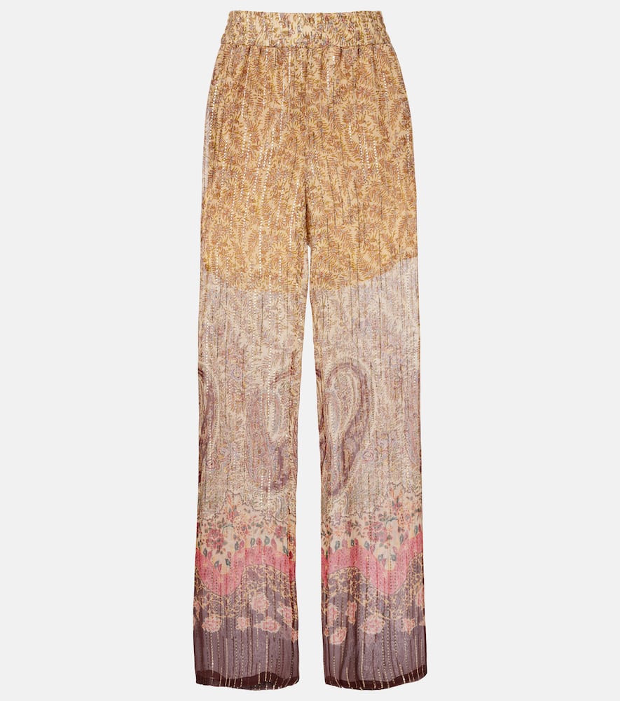 Valentino Printed Silk-blend Wide-leg Pants In Multi