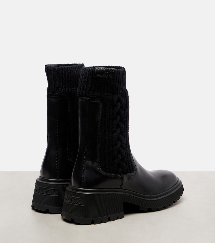 Jimmy Choo Tamia Cable-knit Leather Ankle Boots In Multi