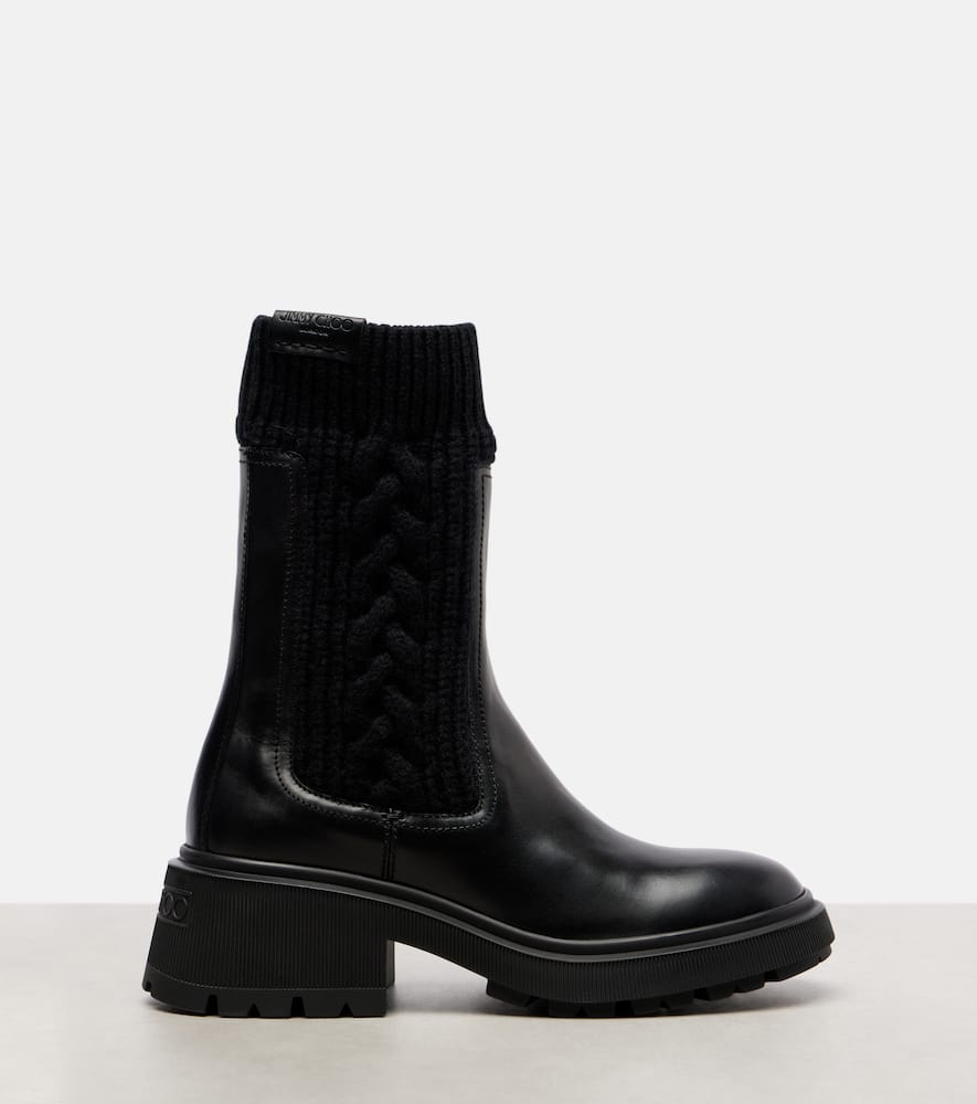 Jimmy Choo Tamia Cable-knit Leather Ankle Boots In Multi