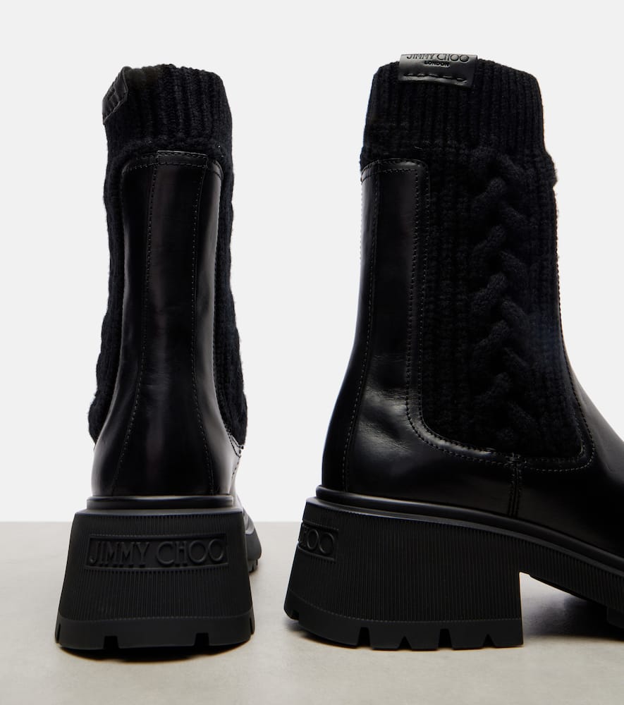 Jimmy Choo Tamia Cable-knit Leather Ankle Boots In Multi