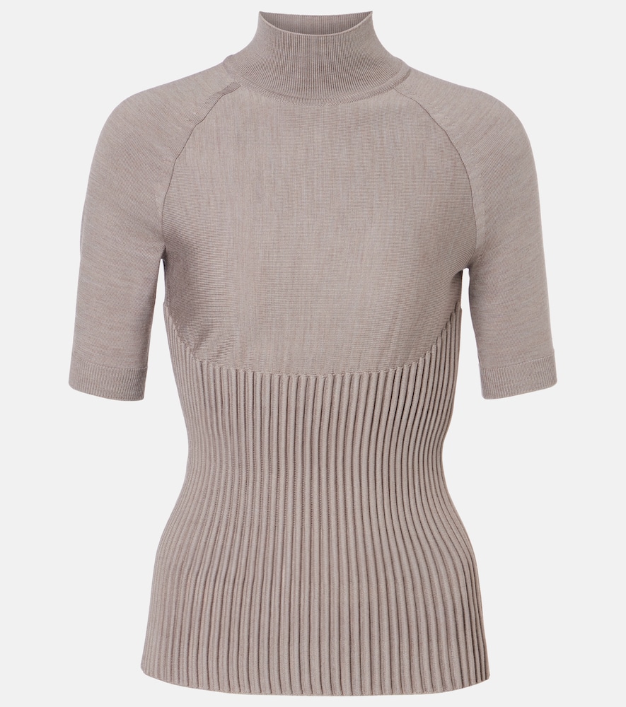 Alaia Alaïa Ribbed-knit turtleneck wool-blend top