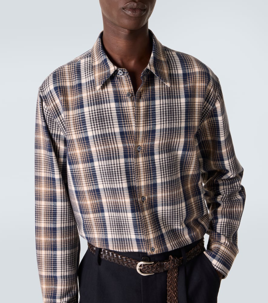 Studio Nicholson X Aaron Levine View Checked Cotton Shirt In Brown