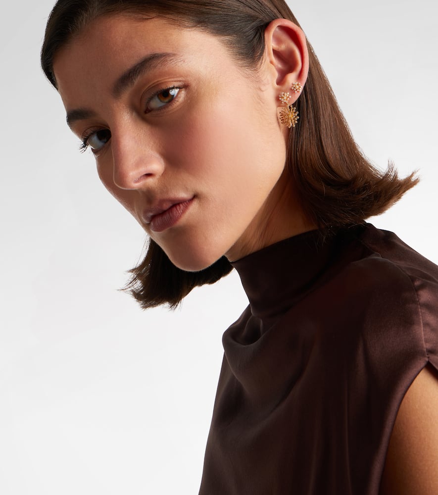 Sydney Evan Burst 14kt Gold Drop Earrings With Diamonds In Gold