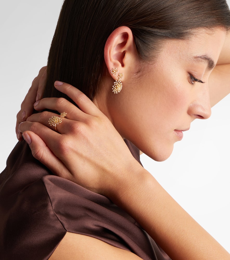 Sydney Evan Burst 14kt Gold Drop Earrings With Diamonds In Gold