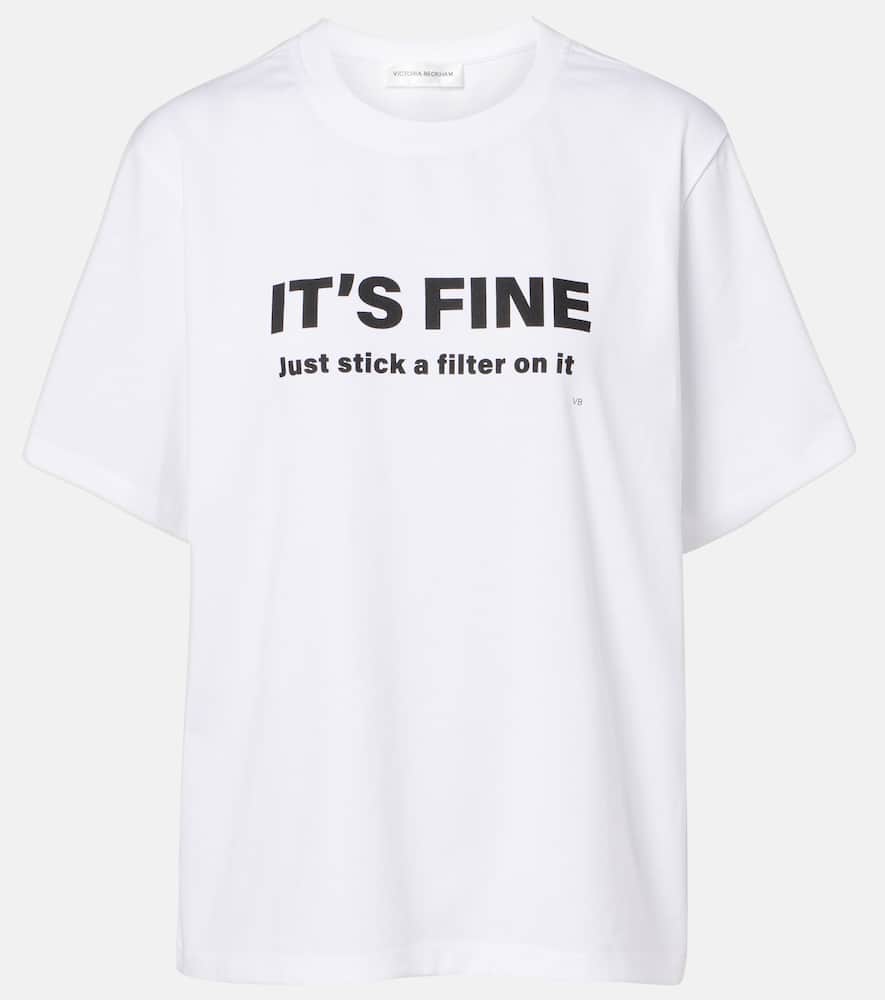 Victoria Beckham Printed Cotton Jersey T-shirt In White