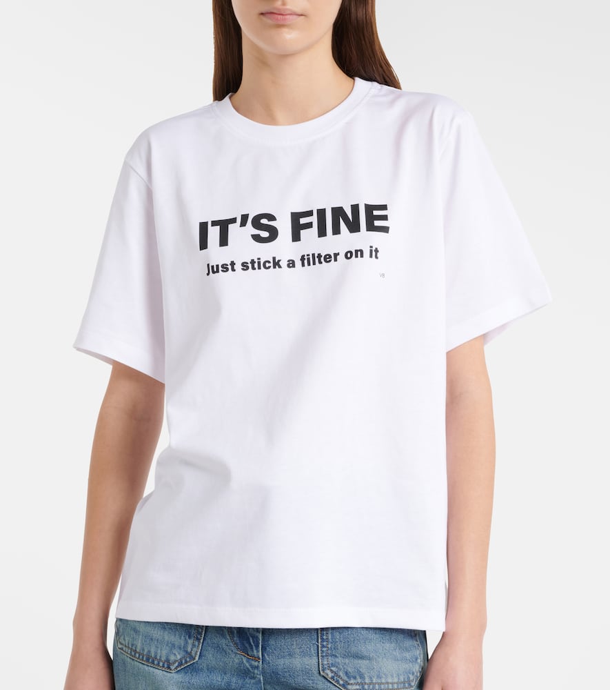 Victoria Beckham Printed Cotton Jersey T-shirt In White