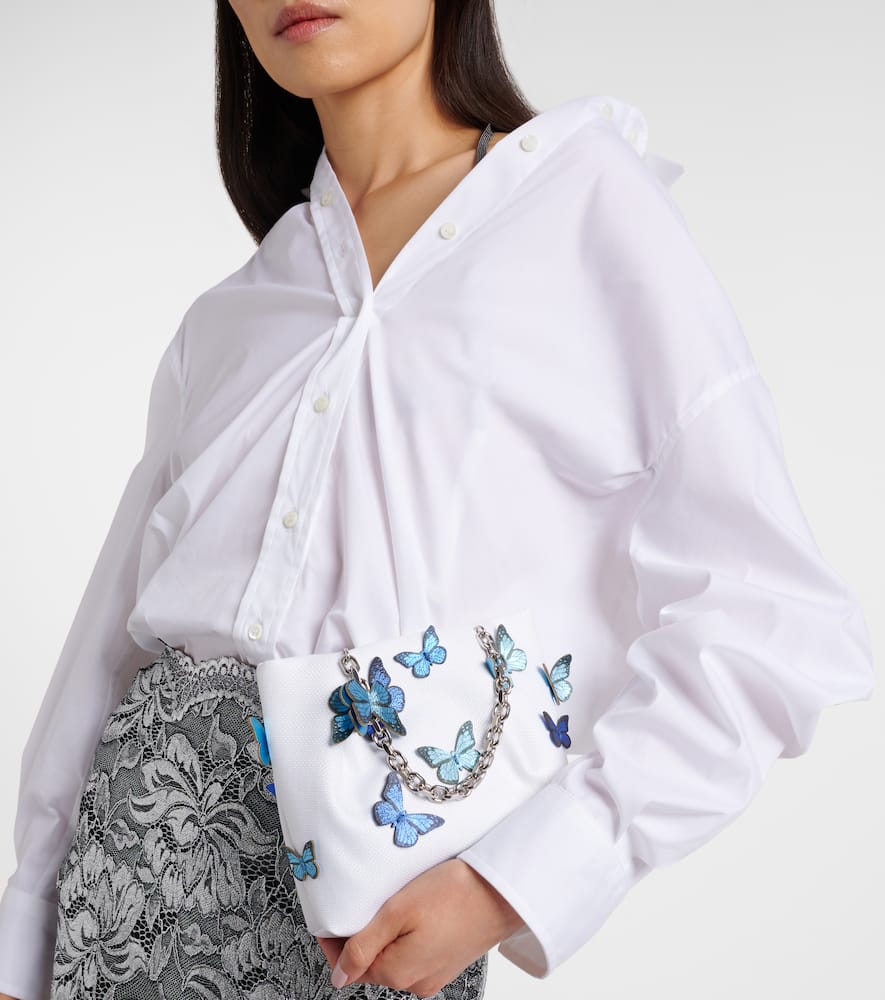 Aquazzura Papillon Mini Appliqué Raffia Tote Bag In White