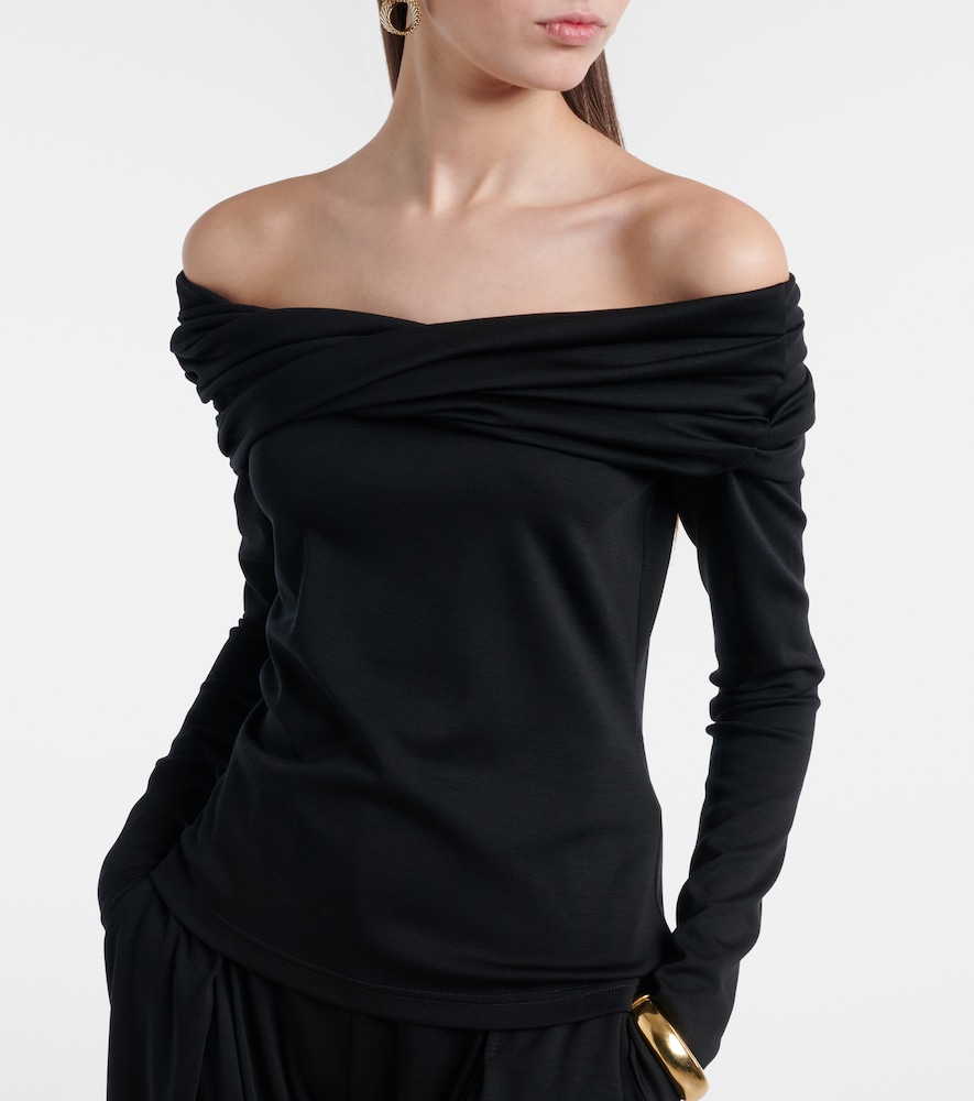  Max Mara Max Mara Orafo Off-shoulder Virgin Wool Top 