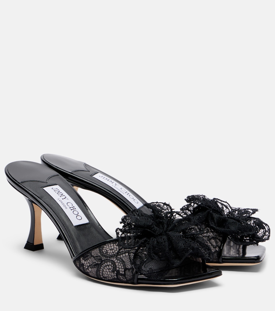 Jimmy Choo Skye Corsage floral-appliqué lace mules