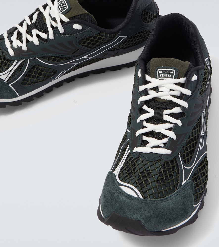 Bottega Veneta Orbit Mesh Running Sneakers Rubber Sole In Green