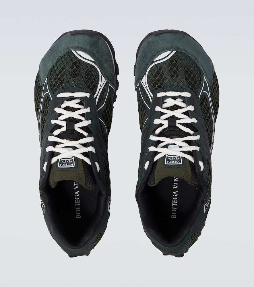 Bottega Veneta Orbit Mesh Running Sneakers Rubber Sole In Green
