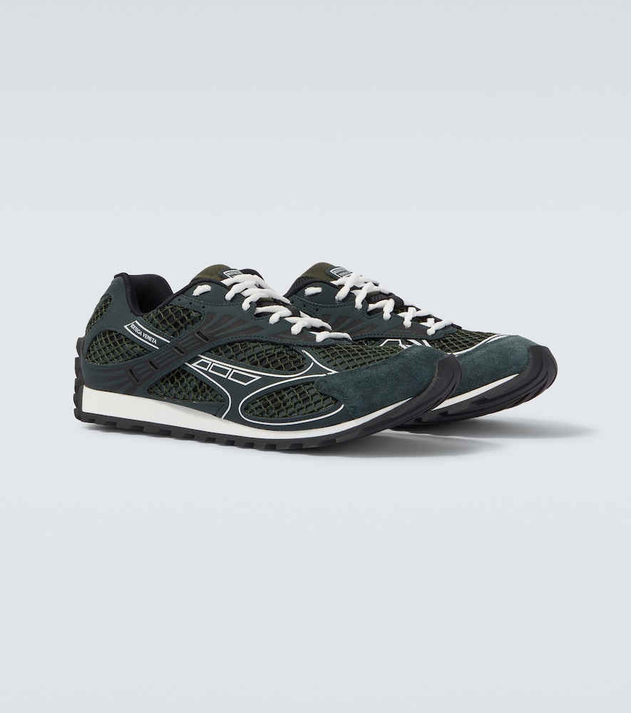 Bottega Veneta Orbit Mesh Running Sneakers Rubber Sole In Green