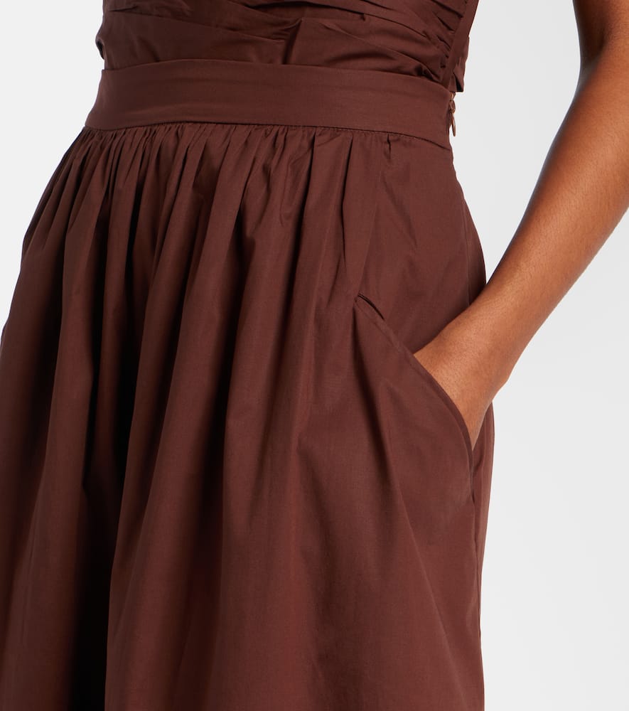 Adriana Degreas Pleated Cotton Maxi Skirt In Brown