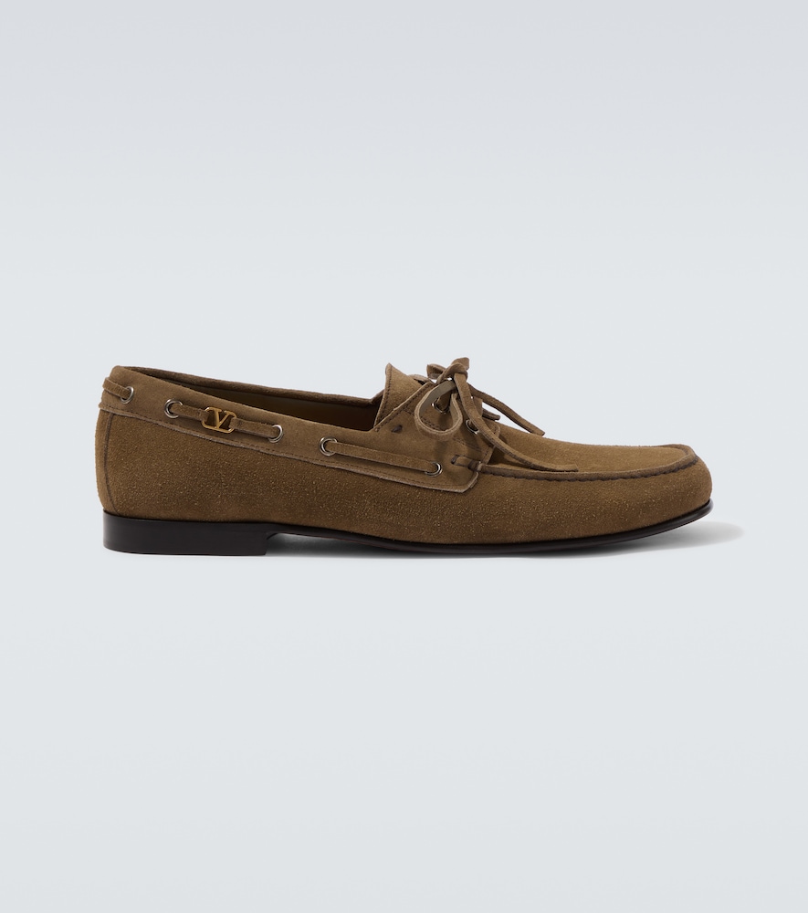 Valentino Garavani Palm Avenue VLogo suede boat shoes