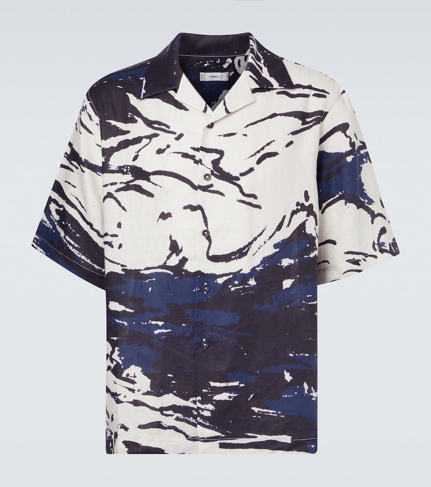 Commas Printed linen bowling shirt
