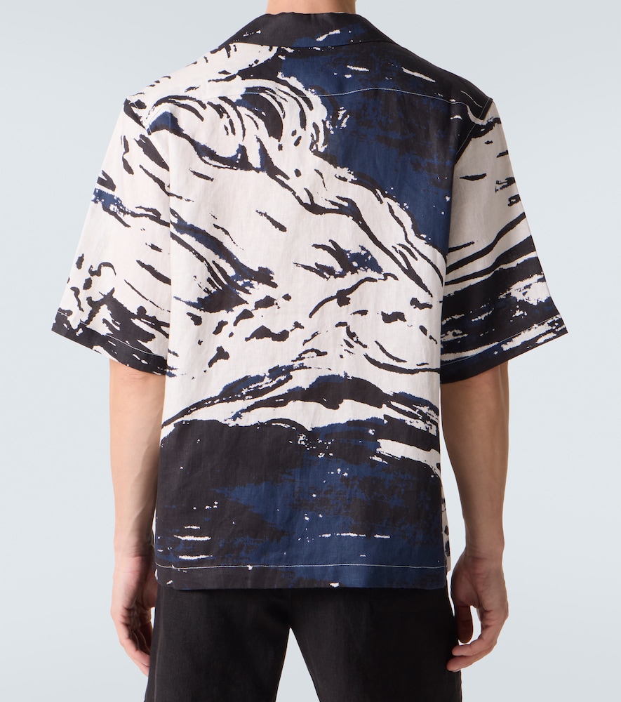  Commas Commas Printed Linen Bowling Shirt 