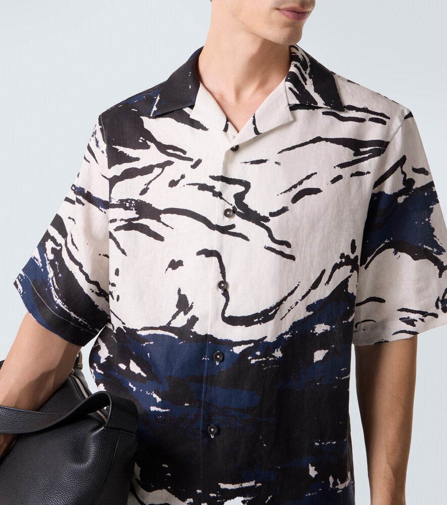  Commas Commas Printed Linen Bowling Shirt 