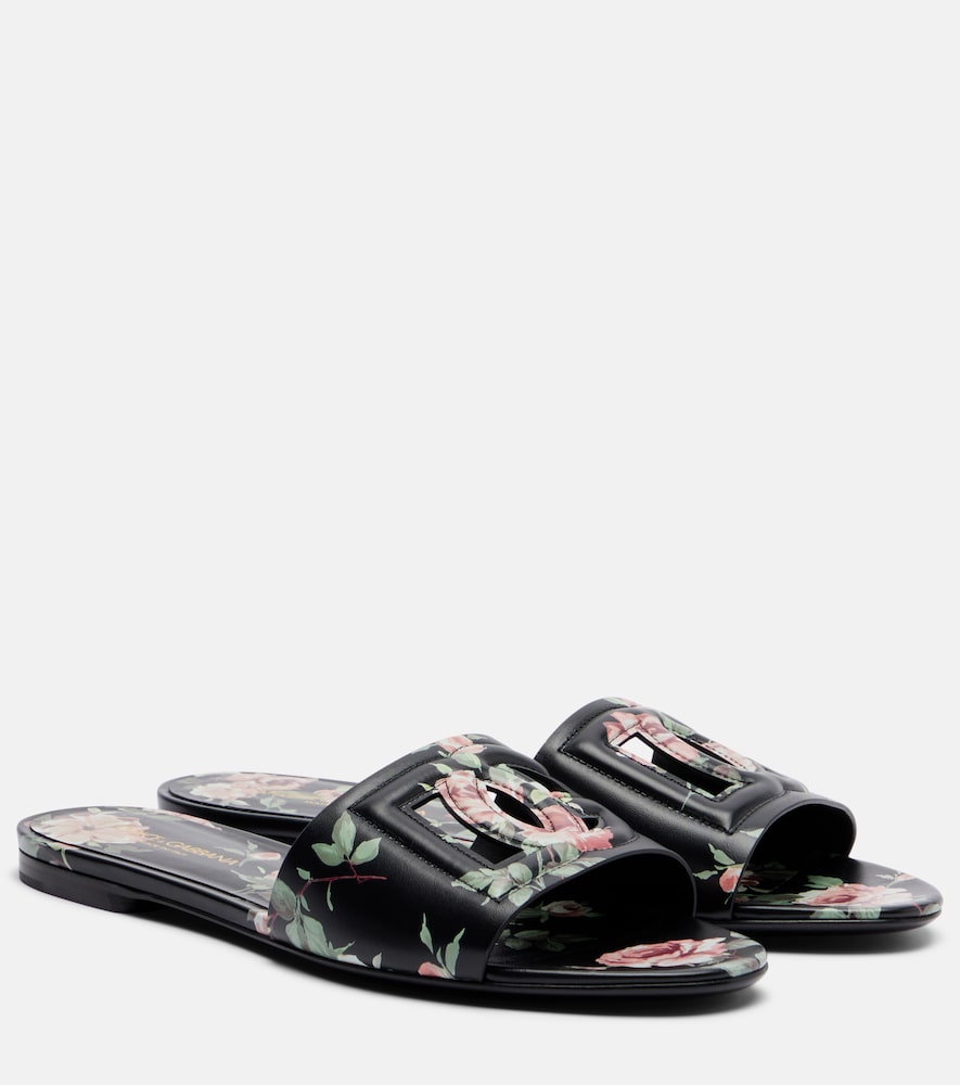 Dolce & Gabbana DG floral leather slides