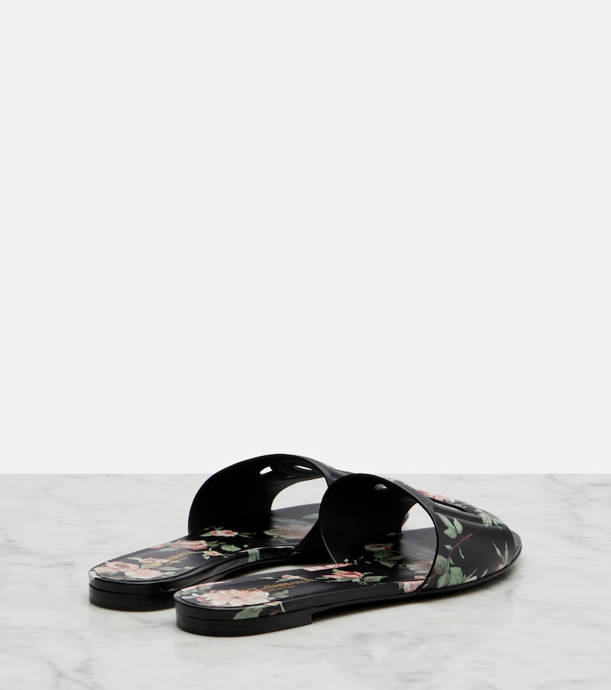  Dolce&gabbana Dolce&gabbana Dg Floral Leather Slides 