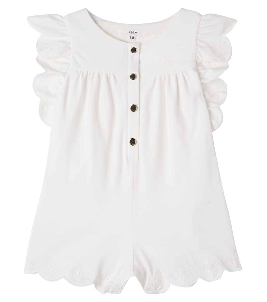 Chloe Kids White Baby Cotton Playsuit M Size 36 - Mytheresa