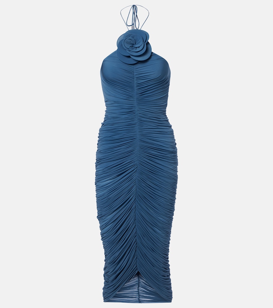 Magda Butrym Floral-appliqué ruched midi dress
