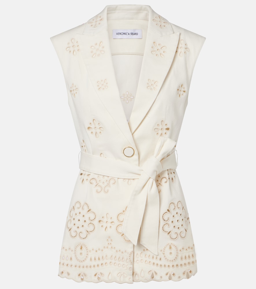Veronica Beard Women's White Townes Eyelet Cotton Twill Vest UK Size 12 - Mytheresa