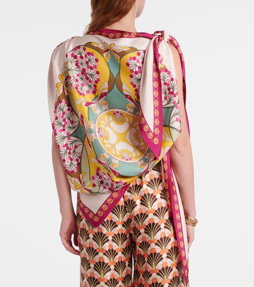  La Doublej La Doublej Florette Placã©e Asymmetric Silk Twill Top 