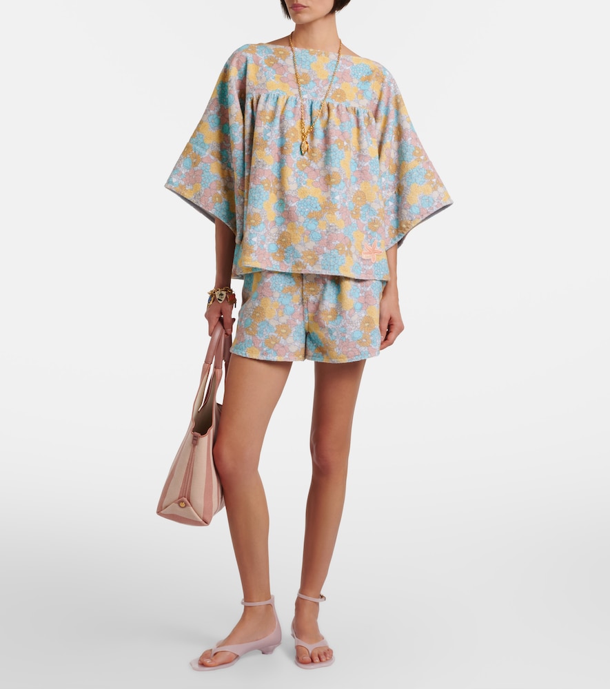 Chloé Floral cotton terry shorts