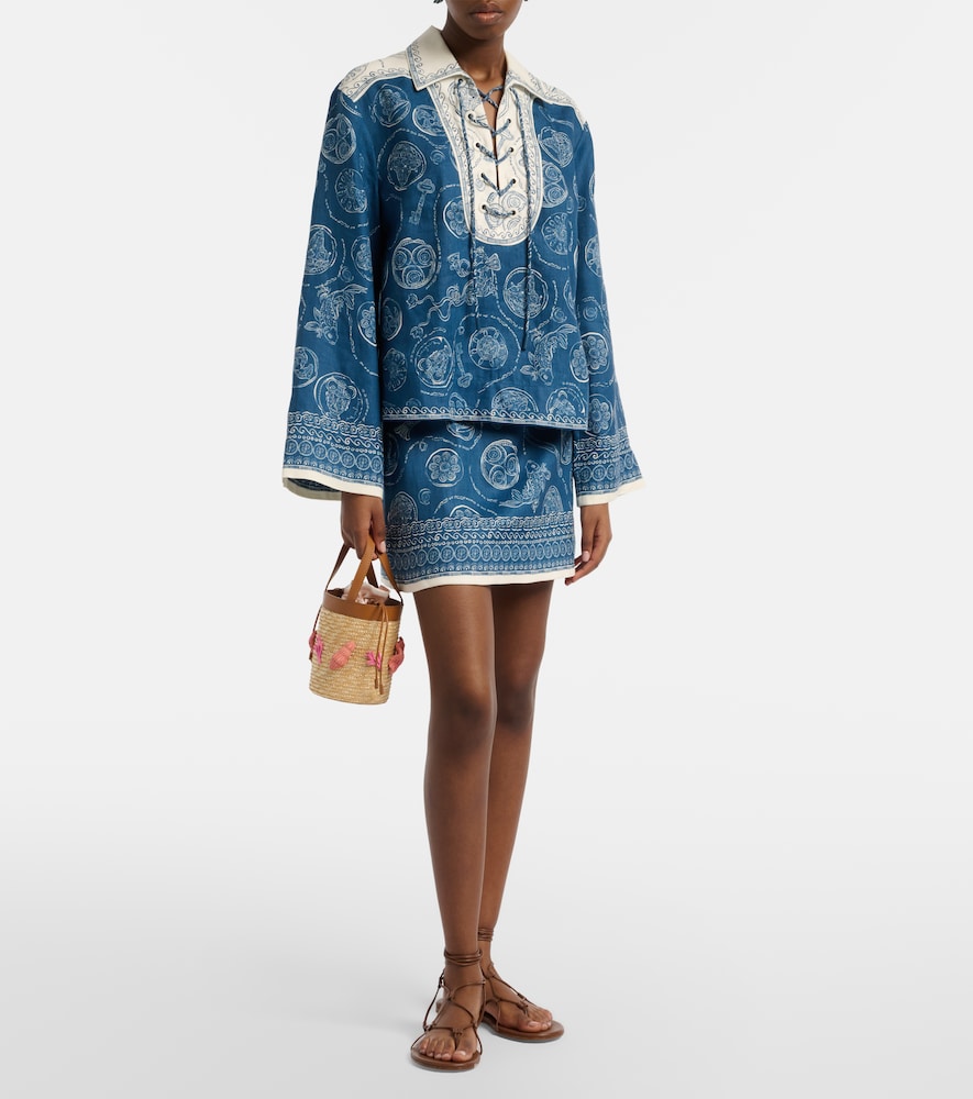  Alemais Alã©mais Lucky Printed Linen Miniskirt 