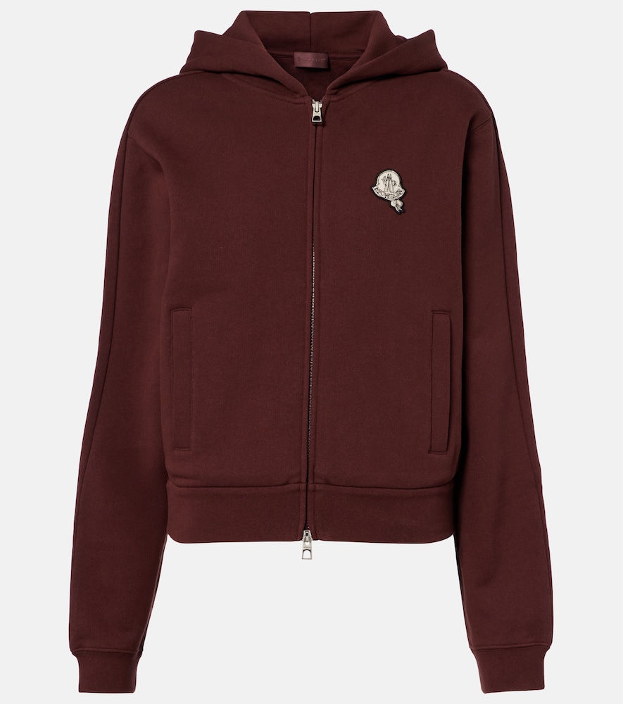 Moncler Women's Burgundy Cotton Zip-Up Hoodie UK Size 18 - Mytheresa