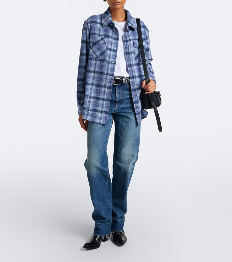 Blue Uniform Plaid Cashmere Shirt