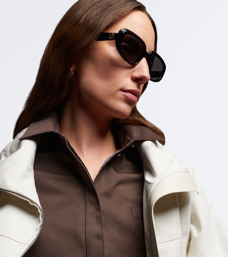 Loewe Mini Anagram Steps Rectangular Sunglasses In Black